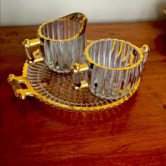 unmarked Other - Creamer & sugar bowl with tray